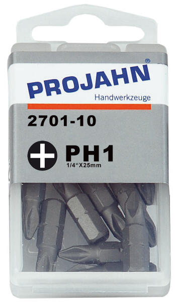 PROJAHN Kreuzschlitz Bits PH1 Phillips Sechskant 1/4 L25mm 10er Set 2701-10 