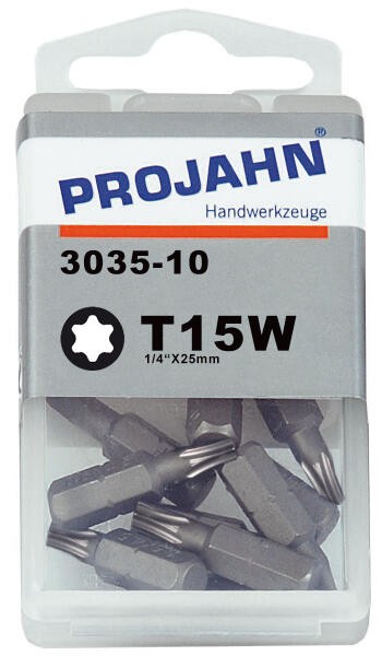 PROJAHN Plus 1/4" Bit TORX® TX T15W konisch L25 mm 10er-Pack