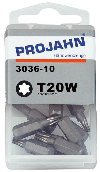 PROJAHN Plus 1/4" Bit TORX® TX T20W konisch L25 mm 10er-Pack