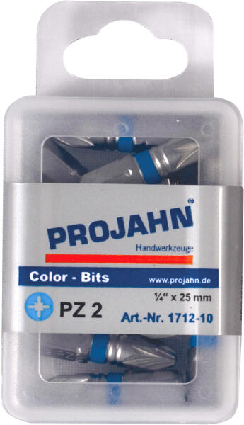 PROJAHN Color-Ring 1/4&quot; markierter Bit PZ2 L25 mm Pozidriv Nr. 2 10er-Pack