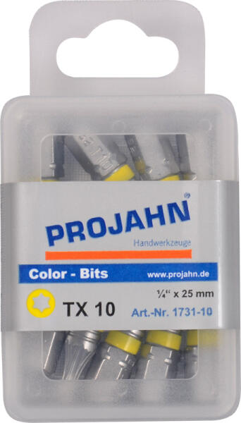 PROJAHN Color-Ring 1/4" markierter Bit TORX® TX10 L25 mm 10er-Pack