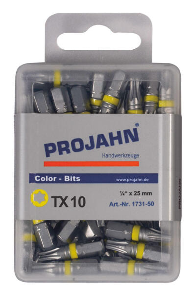 PROJAHN Color-Ring 1/4&quot; markierter Bit TORX&reg; TX10 L25 mm 50er-Pack