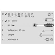 PROJAHN proficraft Steckschlüssel-Koffer 1/2" 21-tlg. inkl. 72-Zahn Umschaltknarre