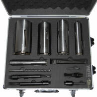 Diamant-Trockenbohrkronen Set 12-tlg. Turbo Segment M16 f&uuml;r Bohrmaschinen im Alu-Koffer