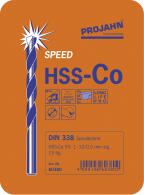 PROJAHN Speed Spiralbohrer Set 19-tlg. HSS-Co 5% DIN 338 Typ S &Oslash; 1 - 10 mm Zylinderschaft