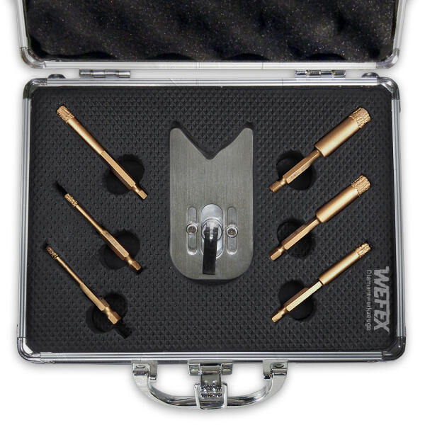 Diamant-Fliesenbohrkronen Set 8-tlg. Vakuum Premium 1/4" Sechskant für Bohrmaschinen im Koffer